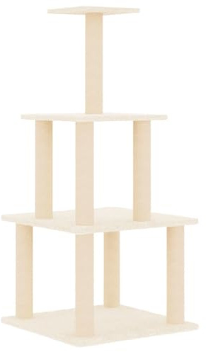 vidaXL Kratzbaum mit Sisal-Kratzsäulen Creme 111 cm