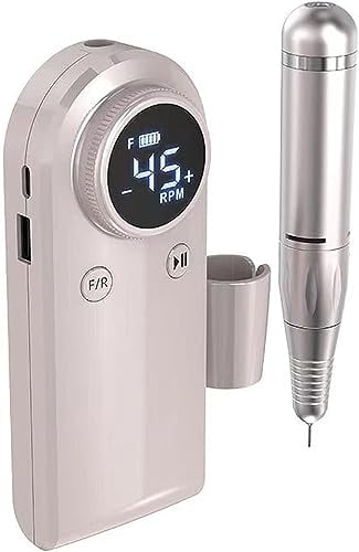 XARONF Taladro de uñas Recargable, Kit de Lima de uñas portátil de 45000 RPM con batería for Quitar uñas de Gel, Pulido de manicura for Uso doméstico y de salón (Color : Champagne)