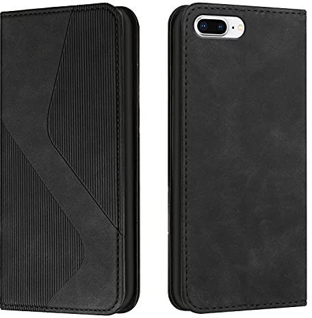 NEXCURIO Custodia a Libro Cover Portafoglio per Apple iPhone 7 Plus/iPhone 8 Plus Book Flip Case in Pelle con Tasca Porta Carte Supporto Antiurto - Nero