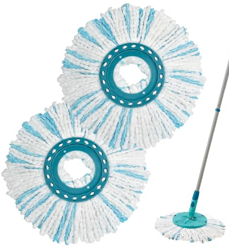 GFRED 2 Stück Wischmopp Ersatz Kompatibel Mit Leifheit Clean Twist Disc Mop Systèmes Moppkopf Ersatz Mikrofaser Sehr Saugfähig, Für alle Bodenarten Geeignet (Blau & weiß)