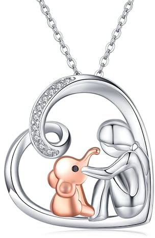 Elefant Geschenke Kette 925 Sterling Silber Elefant Tier Halskette Anhänger mit Mädchen Elefant Tier Schmuck für Frauen Kinder