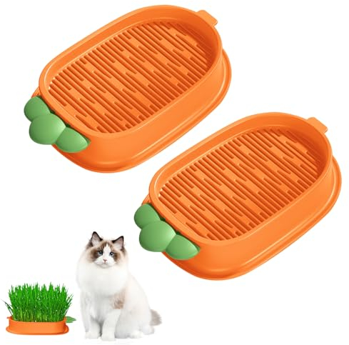 Nizirioo Set di 2 contenitori per erba di gatto idroponica con 10 tasche, in plastica, comodi per gatti e animali domestici