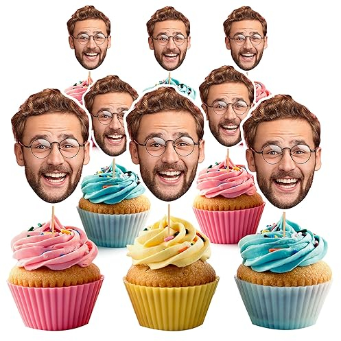 Personalised Photo Face Faces Cupcake Toppers Custom Cake Topper Hen Do Party Decorations Stag Night Bachelorette Groom Face HEN
