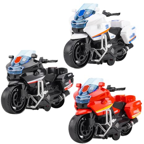 SHDIEHJFMLDH 3 Stück Legierung Motorrad Spielzeug,Polizei Motorrad,Pull Bac Fahrzeug Spielzeug,Spielzeugautos Set,Motorrad Modell für Freunde und Kinder,für Lernspiel, Geburtstagsparty-Geschenk