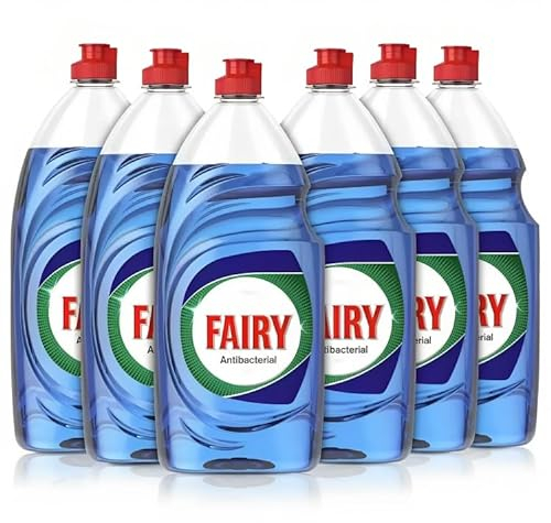 Fairy Platinum Ecalyptus Antibacterial Washing Up Dishwashing Soap Liquid - Lasts 50% Longer - New And Improved Formula - (6x870ml)