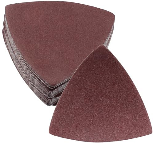 Cionyce 100 almohadillas de lija triangulares de grano 240, papel de lija para detalles, papel de lija de 80 mm, papel de lija de gancho y bucle