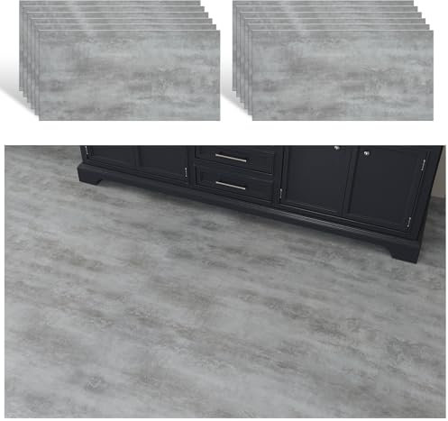 VEELIKE Suelo Vinilo Autoadhesivo Hormigón Gris Suelo Vinilo Efecto Cemento Industrial Suelo Vinilo Autoadhesivo Baño Impermeable Vinilos Cocina Azulejos Dormitorio Salon 1.5mm 60cmx30cm 12 Piezas
