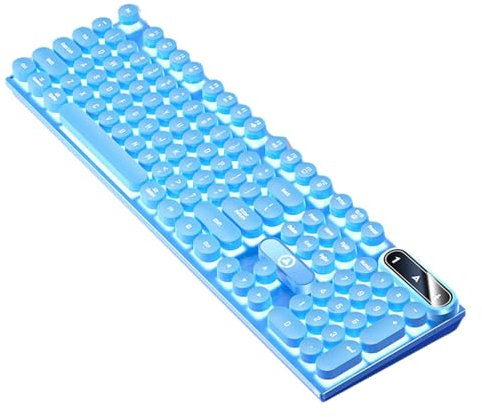 Clavier lumineux, clavier de jeu mécanique de style machine à écrire, clavier de jeu rétro punk noir avec rétroéclairage RVB, 104 touches avec interrupteur bleu, clavier filaire mignon, clavier de jou