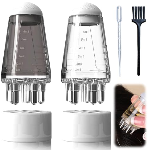 Leogony 4PCS Hair Oil Applicator and Scalp Massager with Roller Ball Dropper Cleaning Brush, Portable Liquid Dispenser Bottle