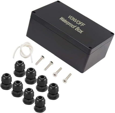 VONVOFF DIY Electrical Box,Universal Junction Box,Dustproof Waterproof IP67 ABS Plastic Box,with 4pcs x M16 Cable Gland,9.0x5.9x3.4 inch (230 * 150 * 87mm)