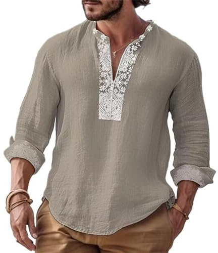 Longsleeve Tops Herren Slim Fit Stehkragen Einfarbig T-Shirt Herren Mode Druck Casual Langarmshirts Für Herren Klassisch Trend Basic T-Shirt Herren C-Light Grey M