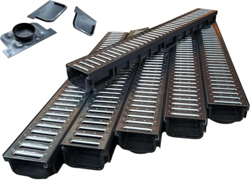 Aston Drainage Channel Driveway & Patios 6mtr Galvanised Steel Grating + Free Accessories (6 Drainage Channel)