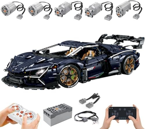 Technik Auto für Lambo Aventador SVJ, Mit Motoren Set, 1:8 Groß Automodell Bausatz, 3851 Teile Klemmbausteine Auto Set, Kompatibel mit Lambor Technik