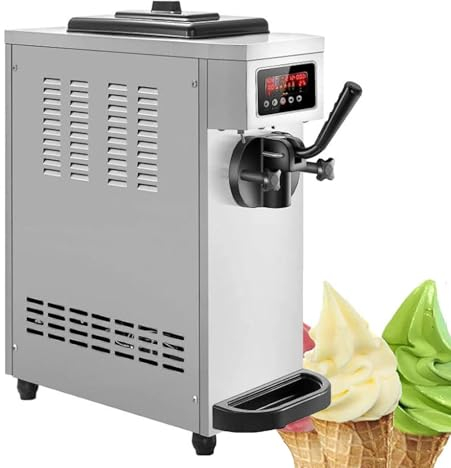 1500W Commercial Ice Cream Machine,4.7-5.3 Gal/H Soft-Serve Ice Cream Maker, Single Flavor, with LED Display, for Restaurants, Cafés, Snack Shops, Fast Food Shops
