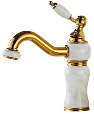 Robinet, Robinet de lavabo de luxe en marbre, décoration de salle de bains, robinet d'évier, robinet de lavabo (Color : Beige)