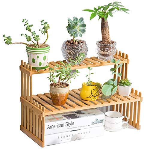 belupai 2-stufiges Pflanzenständer-Regal, Desktop-Blumenregal, Blumentopf-Ausstellungsständer, Desktop-Regal, Display-Organizer, Leiterregal für Zuhause, Terrasse, Rasen, Garten, Balkon,(A3)