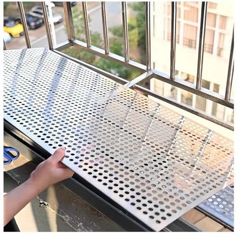 Generisch Metallgitter, Rundlochplatten aus Edelstahl 304, Streckmetallgitter, Lochbleche for Schutz von Balkongeländern und Terrassendekorationen(50x150cm)