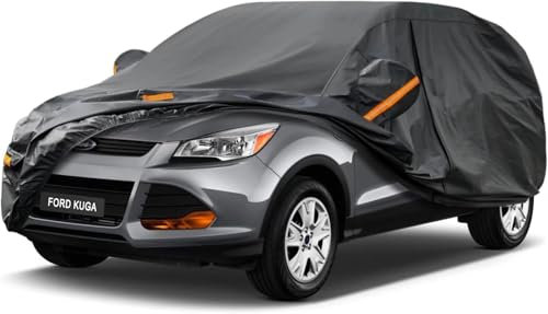 Kayme Autoplane Wasserdicht Atmungsaktiv für Ford Kuga (2019-2025), 7 Schichten Vollgarage Autoabdeckung für Regen Sonne Staub Schutz Verkratzt, Autoabdeckung mit Reflektierenden Streifen.