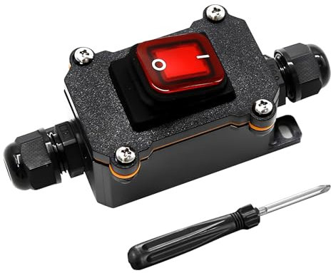 Idota Inline Kabelschalter IP66 Wasserdichter AC220V Schalter mit Mini Schraubendreher Kippschalter Kabelschalter Pushbutton Ein/Aus Wippschalter für den Außeneinsatz