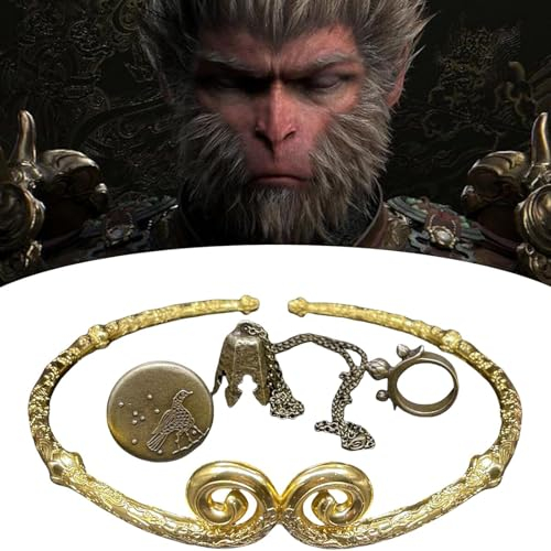4 Stück Black Myth Wukong Spielperipherieset Gold Hoop Ring Abzeichen Windspiel Modell Replik Spiel Prop Cos Requisiten Sammlerstück Geschenk Spielzeug