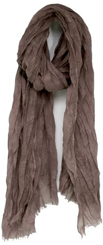 Van Der Rich ® - Bufanda Arrugada Mezcla de Algodón suave y Lino - Mujer (Chocolate, TU)