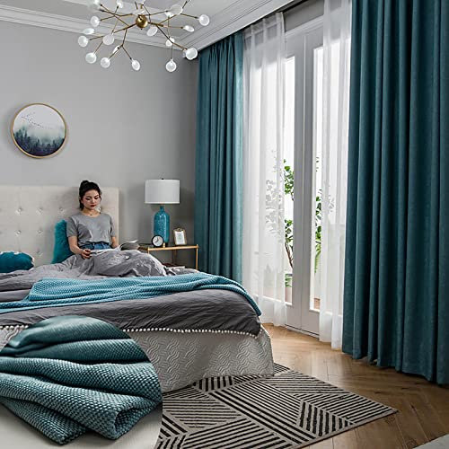 Cortinas opacas aislantes para dormitorio de casa de campo, algodón sintético, textura de cáñamo, cortinas térmicas que reducen el ruido, gruesas para ventana de sala de estar, 270 x 220 cm
