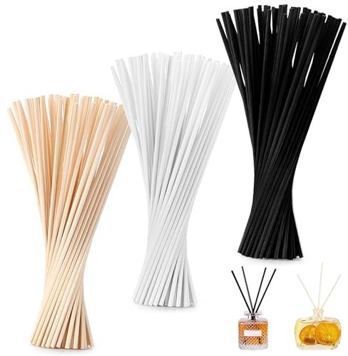 120 Stück Raumduft Stäbchen, 30cm x 3mm rattanstäbchen für raumduft Reed Fiber Aroma Diffuser Stäbchen Ersatz Duft Stäbe für Ätherische Öle im Home Badezimmer Büro (3 Farben)