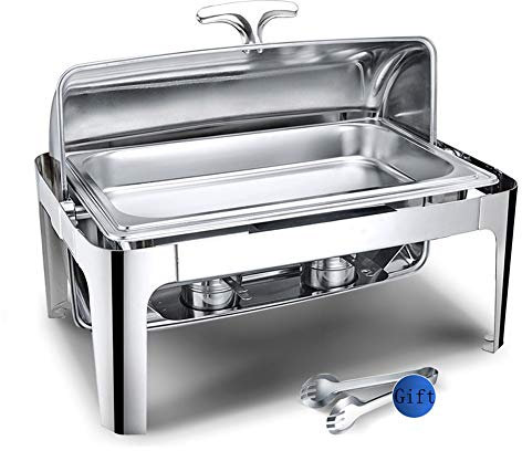 Vassoio Isolante per Catering, scaldavivande in Acciaio Inox, scaldavivande per Catering, Set per Buffet Diverso, Matrimoni, Feste, Banchetti, Catering, Eventi (Argento Singolo)