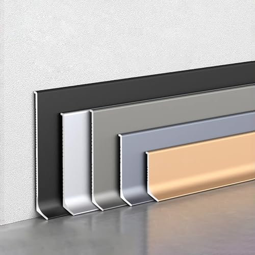 Raouoae Set Di 4 Battiscopa In Alluminio, Lunghezza 125cm – Coprigiunto Per Pavimento E Parete, Facile Da Pulire E Durevole, Riempi Fessure Per Casa, Ufficio, Soggiorno(Champagnergrau,Höhe: 10 cm)