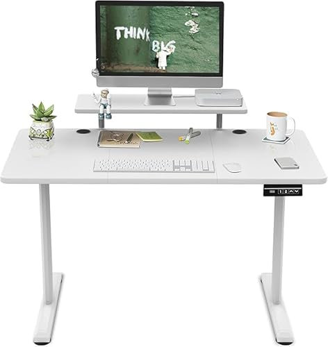 TRIUMPHKEY Bureau Assis Debout 180×80cm Hauteur Réglable Electrique,Blanc Ordinateur,Standing Desk,Table Assis Debout Idéal pour l'apprentissage au et Les Jeux