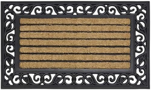 Pro Home Door Mat 45x75cm, Heavy Duty Coir Door Mats Outdoor with Non-Slip Rubber Back – Outdoor Mat to Trap Dirt, Scrape Mud & Keep Your Entrance Clean – Great for Patio, Garden & Garage (Pack of 1)