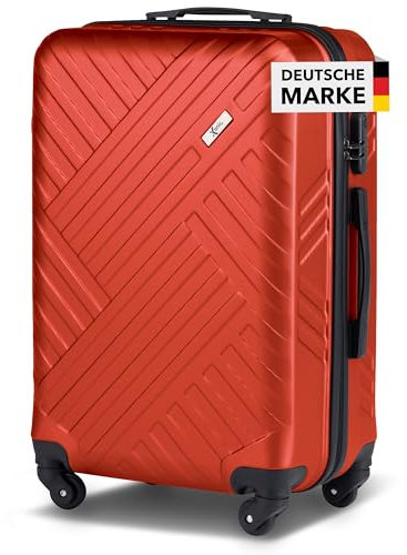 Xonic Design Reisekoffer - ABS Hartschalen Koffer mit 360° Leichtlauf-Rollen - hochwertiger Trolley mit Zahlenschloss in M-L-XL oder Set (Rot, XL)