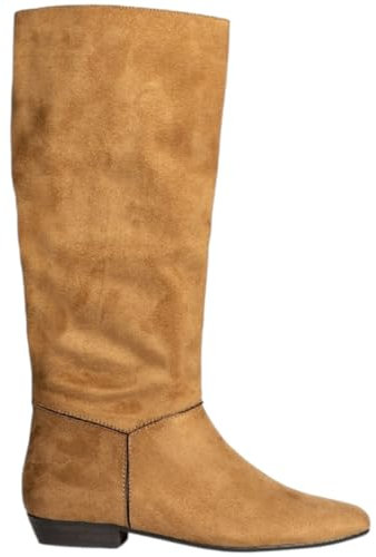 Stivali Donna Western Corina M3810 in Pelle Scamosciata Cuoio con Tacco 2 cm Zip al Ginocchio Punta Tonda (39 EU)