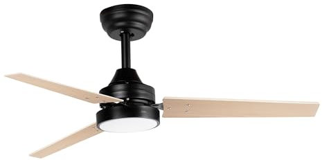 JATA JVTE4250 - Ventilador de Techo con Luz y Mando a Distancia. 40 W. Silencioso. 3 aspas Ø106 cm. 6 Velocidades. 3 Temperaturas de Luz. Función Verano-Invierno. Temporizador. 10234, 2 m3/h