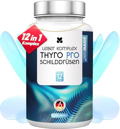 Thyro Pro Schilddrüsen & Leber Komplex Hochdosiert mit Selen Cholin 120 Kapseln (60 Tage Vorrat) Mit Mariendistel, Artischocke & NAC Unterstützt den Nährstoff-Umwandlungsprozess Vegan & Laborgeprüft