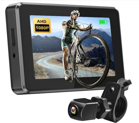 Aboiled 1080P Bike Rear View Mirror 1080P Bike Rear View Camera Bicycle Rear View Camera 4.3 Screen Night Vision Handlebar Camera for Bicycle Mountain Bike