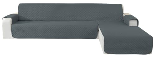 YSTELLAA Couchbezug L Form 3 Sitzer 100% Wasserdicht, Sofa Überzug Ecksofa rutschfest, Couch Bezug L-Form Universal, Reversibel Couch Überzug Ecksofa Waschbar, Dunkelgrau