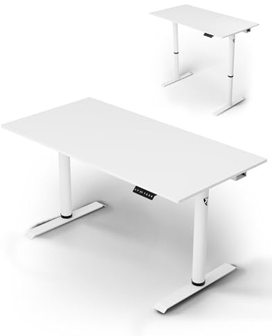 Arozzi Arena Nordico elektrischer Steh Tisch Weiß | 140x70 cm, höhenverstellbar, Kabelmanagement, geteilte Tischplatte, Monitorarm-kompatibel