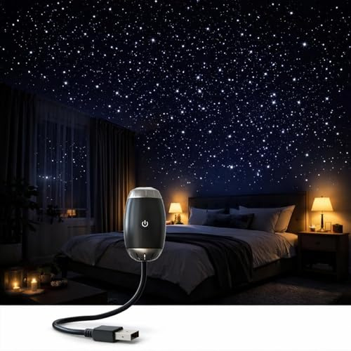 Car Starry Sky Projection Lamp, USB Starry Sky Projector with Flexible Gooseneck and Rotating Focus Ring, Saturn Projector Night Light, Wide-Angle Star Projector Light for Bedroom, Car, Gift (D)