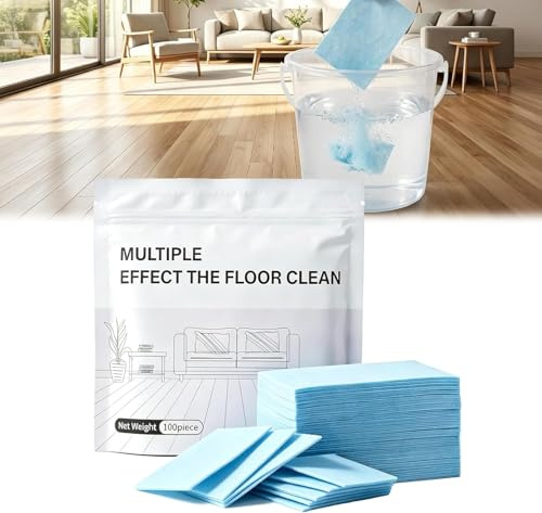 100 Piece Floor Cleaning Tablets Multi-Surface Cleaner, Upgraded Multiple Effect The Floor Clean, Dissolvable Floor Cleaning Sheets, For Hardwood, Tile, Laminate & More (Blue)