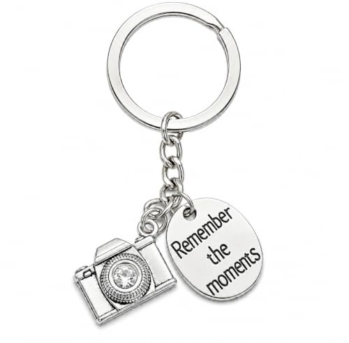 Gauelne Camera Keyring – Photography Keychain Bag Charms for Women with Remember the moments Tag Decorations, Photo Key Rings Gifts for Travel Lovers, Girls, Boys