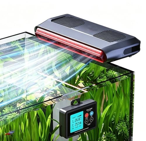 HPMCVE Aquariumkühler-Lüfter Mit Intelligentem Thermostat, Einstellbarer 3-Gang-Wasserkühler Für Axolotl-Beckenzubehör, Leises Marine-Fischschüsselgerät, USB-betriebene Temperaturregelung
