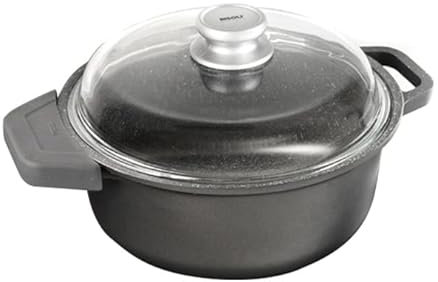 Casserole de 24 cm en granit premium Hard Stone compatible induction avec couvercle et maniques en silicone