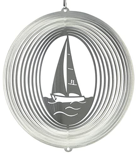 CIM Edelstahl Windspiel - SEGELBOOT 180 - lichtreflektierend - Abmessung: 18x19cm - inkl. Aufhängung