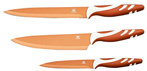 King Messerset, Edelstahl, Kupfer, 38 x 16 x 3 cm, 3-Einheiten