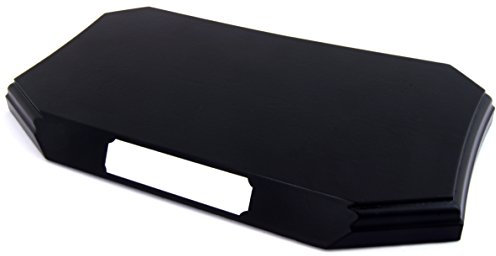 Black Curved Large Plinth Display Wooden Stand Base 8x4 with a BLANK Long Silver Plaque 15x90mm