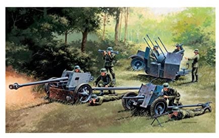 Italeri - Pistolets allemands PAK35 - PAK40 - FLAK38 Échelle 1 : 72, Maquette Kit