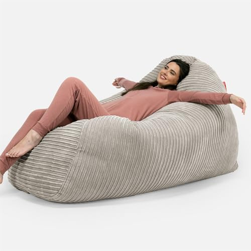 Lounge Pug, Riesen Sitzsack Couch, Sitzsack Sofa, Cord Nerzfarben