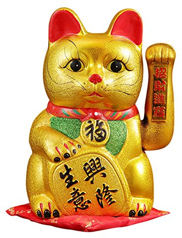 11 Waving Lucky Fortune Cat Maneki Neko Japanese Porcelain Lucky Cat H26CM