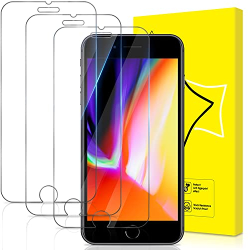 GiiYoon-3 PACK Screen Protector for iPhone 7/8 Tempered Glass [HD Full Coverage] [Easy Installation] [Round Edge] [Scratch Resistant] [9H Hardness] Protective Film
